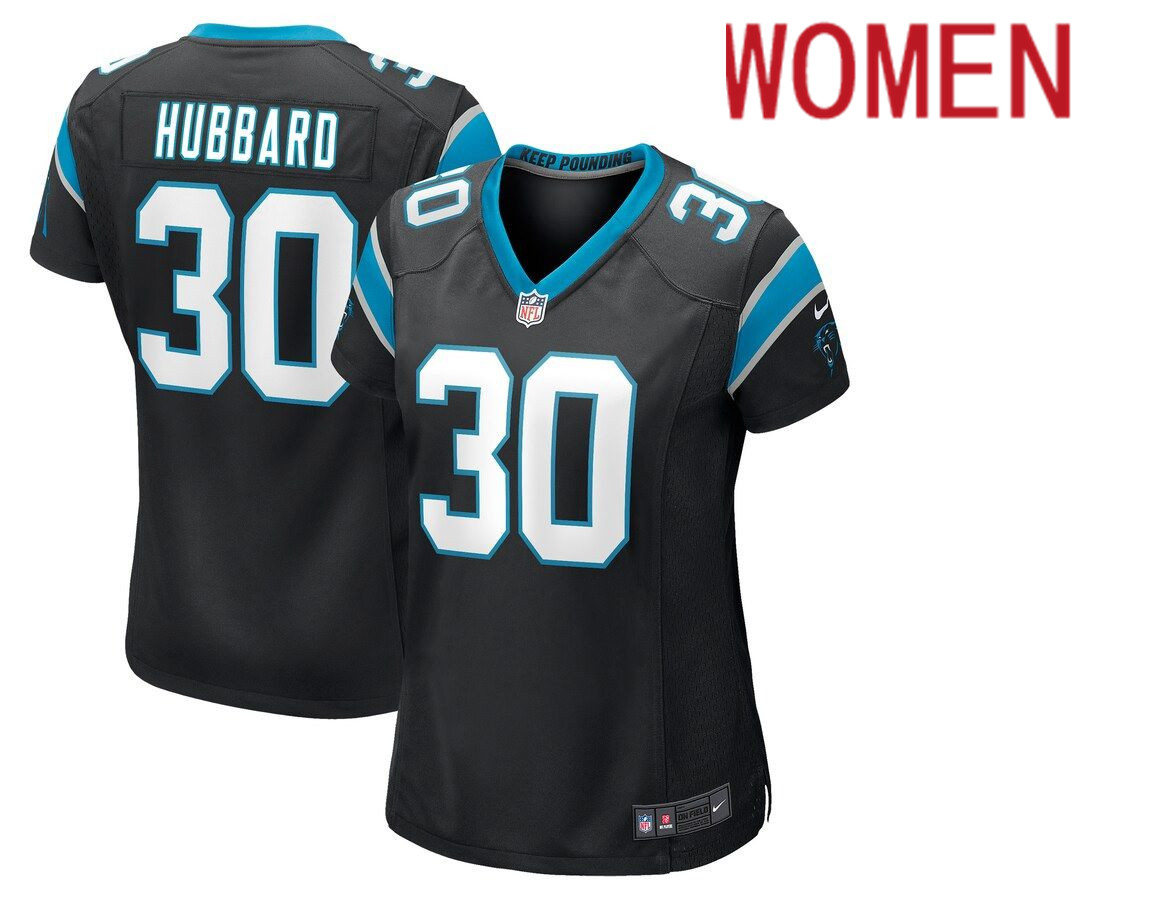 Women Carolina Panthers 30 Chuba Hubbard Nike Black Game NFL Jersey